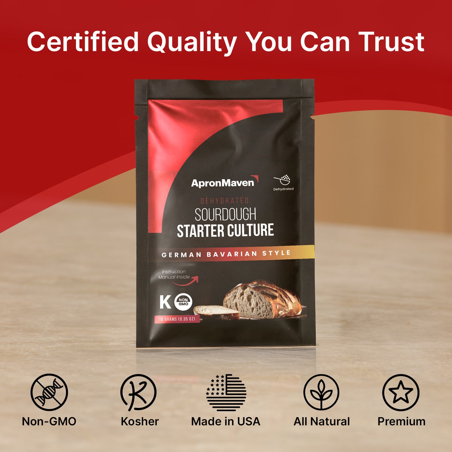 Premium Dehydrated Sourdough Starter Culture - German Bavarian Style - 10 Grams