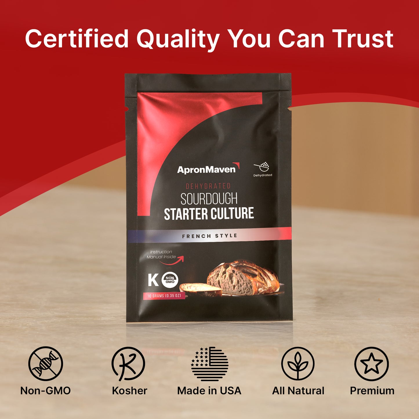 Premium Dehydrated Sourdough Starter Culture - French Style - 10 Grams