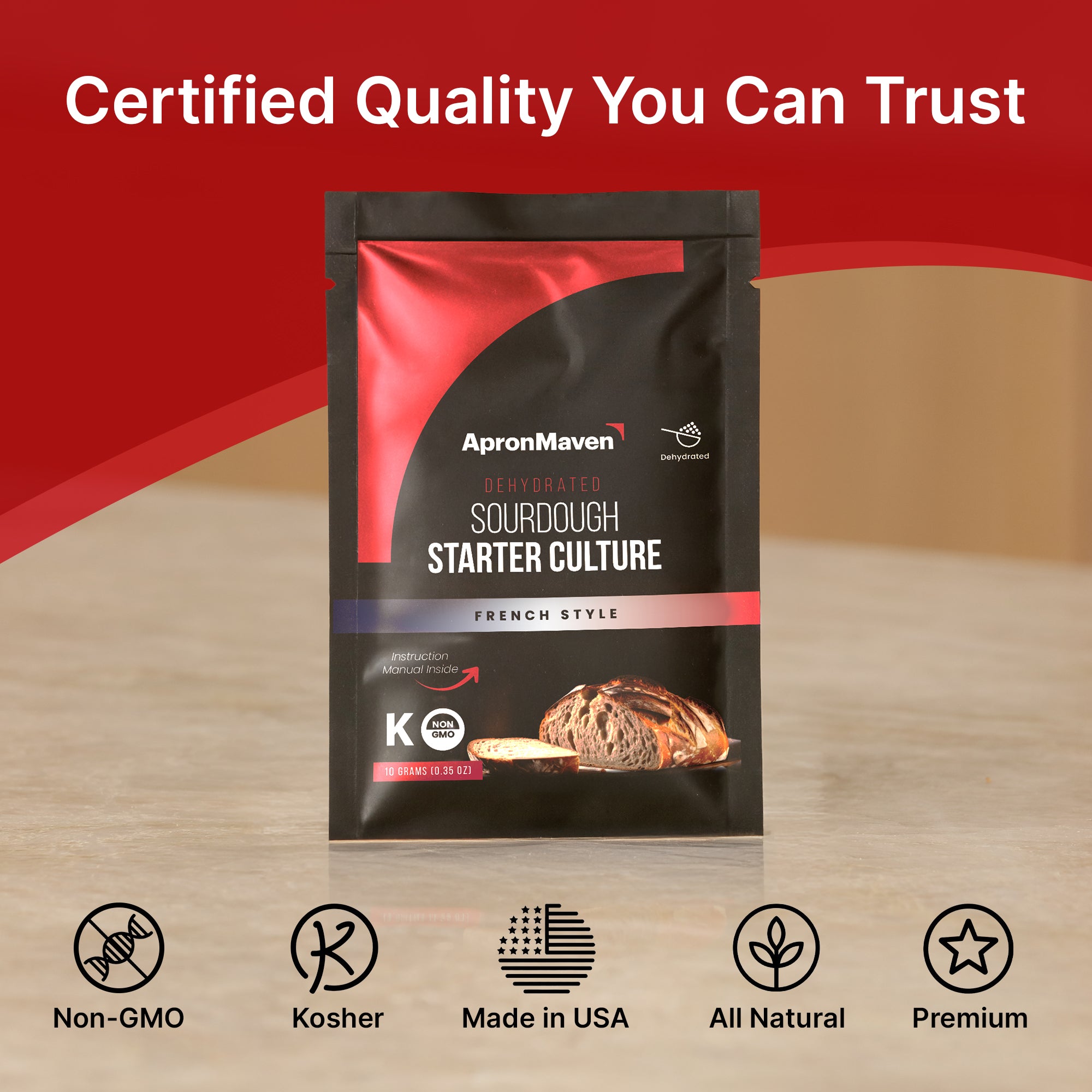 Premium Dehydrated Sourdough Starter Culture - French Style - 10 Grams