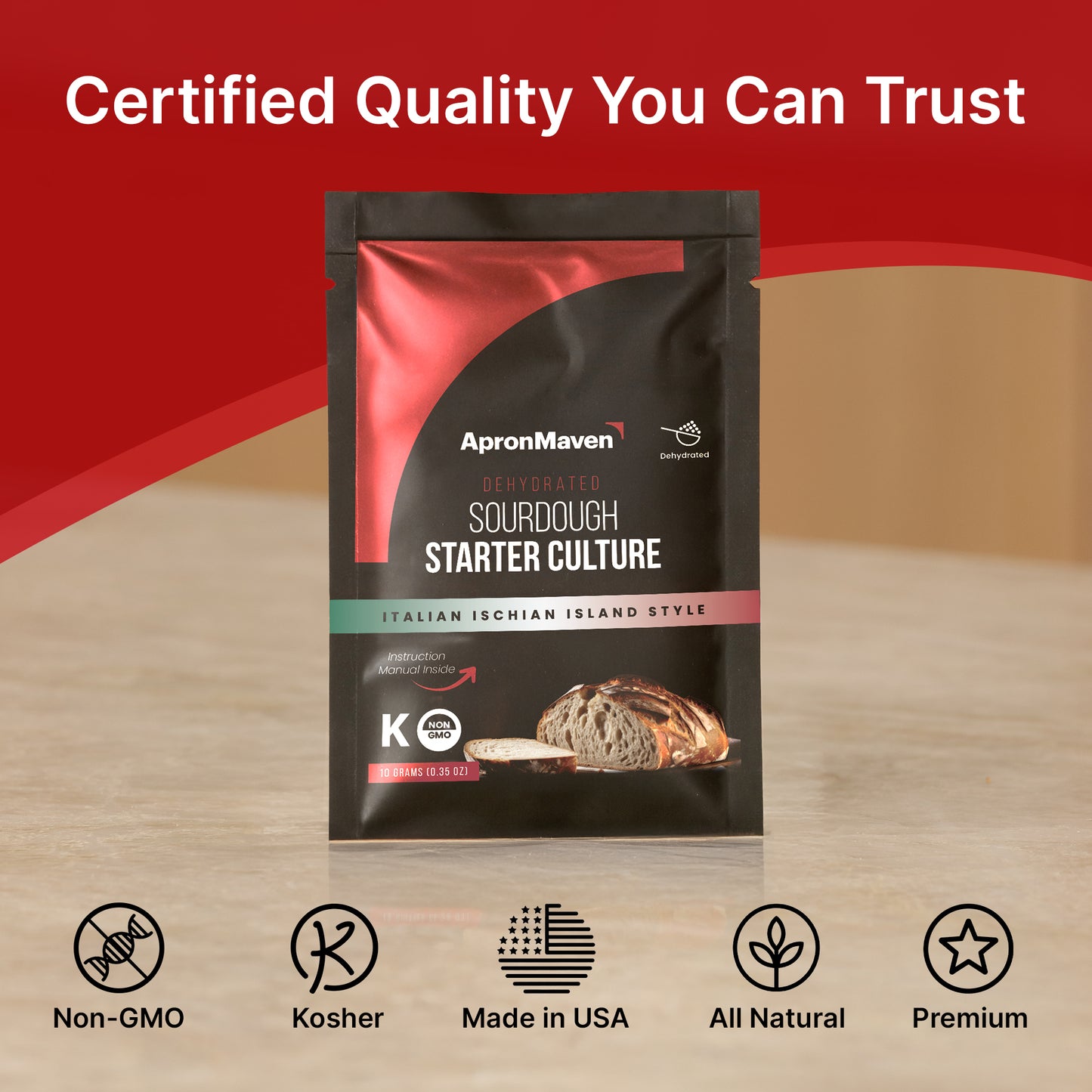 Premium Dehydrated Sourdough Starter Culture - Italian Ischian Island Style  Style - 10 Grams