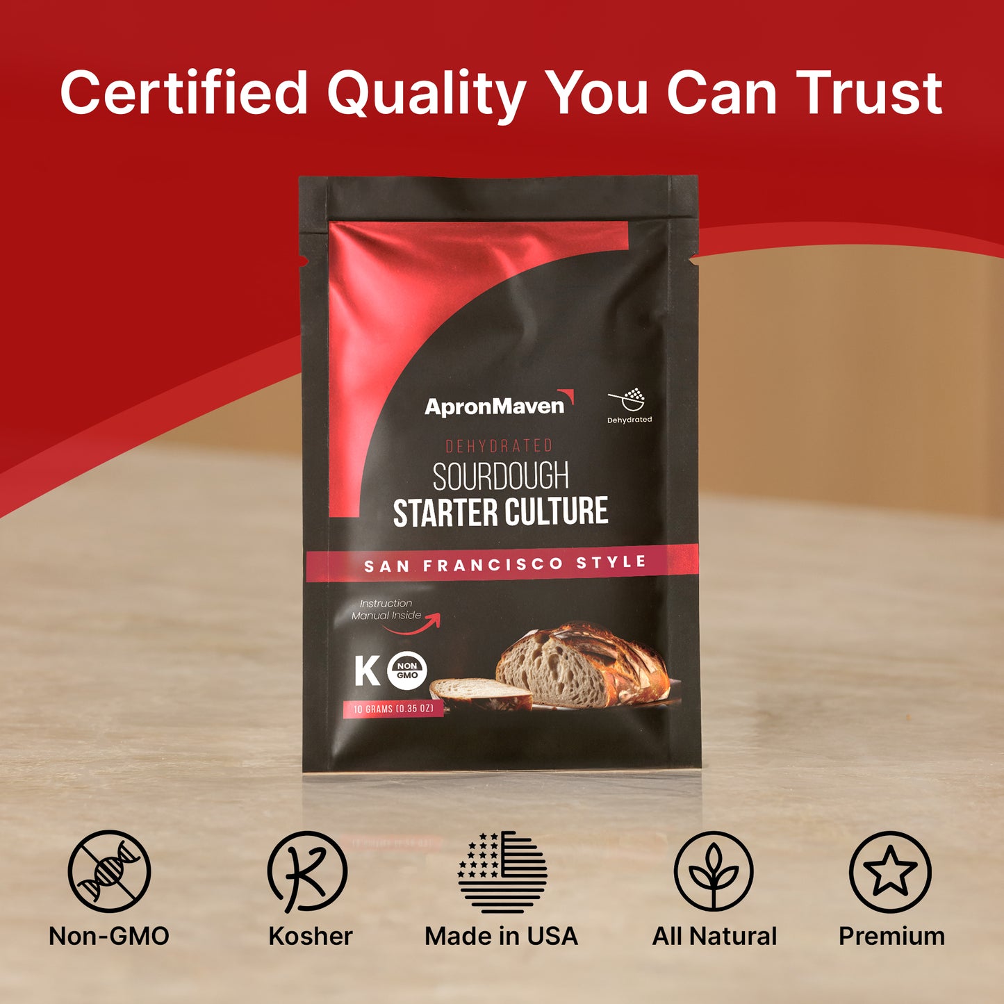Premium Dehydrated Sourdough Starter Culture - San Francisco - 10 Grams