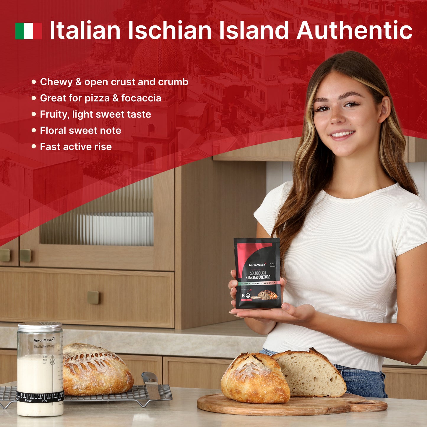 Premium Dehydrated Sourdough Starter Culture - Italian Ischian Island Style  Style - 10 Grams