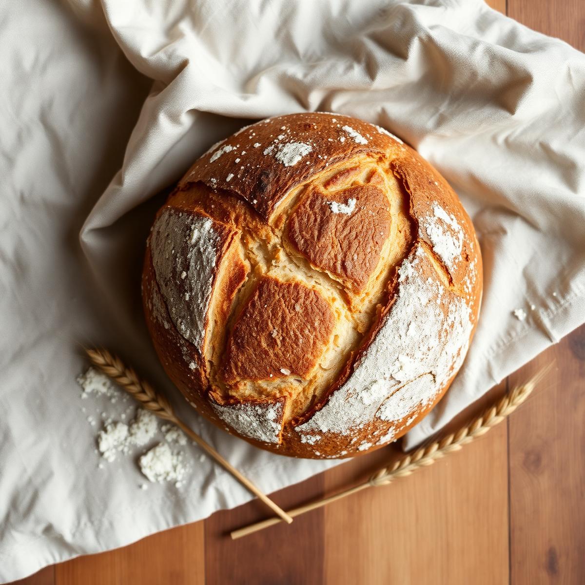 Classic Country Loaf sourdough boule on linen
